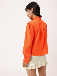 DressBerry Textured Seersucker Ruffles Shirt