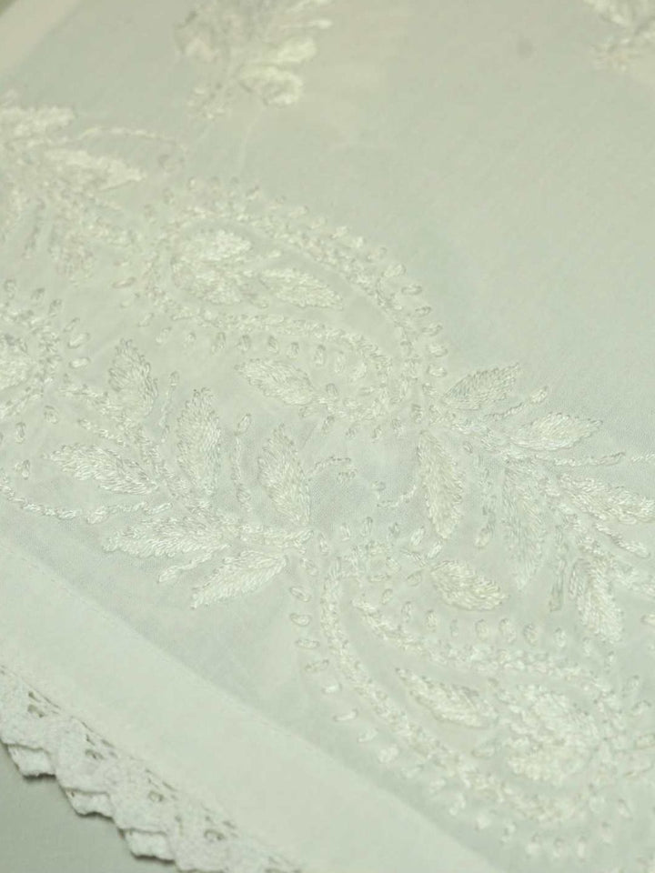 Rumah Wanita Chikankari Palazzo Bersulam Chikankari Kapas Putih