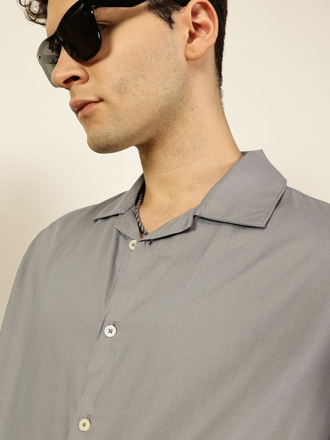 Thomas Scott Men Premium Cuban Collar Solid Oversized Casual Shirt