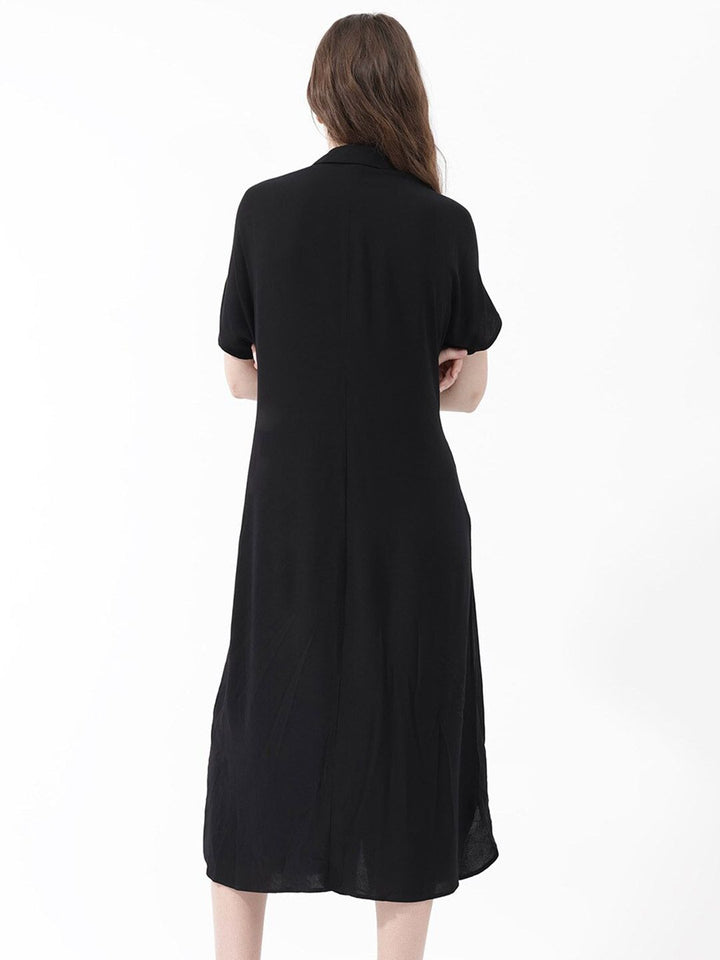 RAREISM Extended Sleeves Tie-Ups Detail Shirt Midi Dress