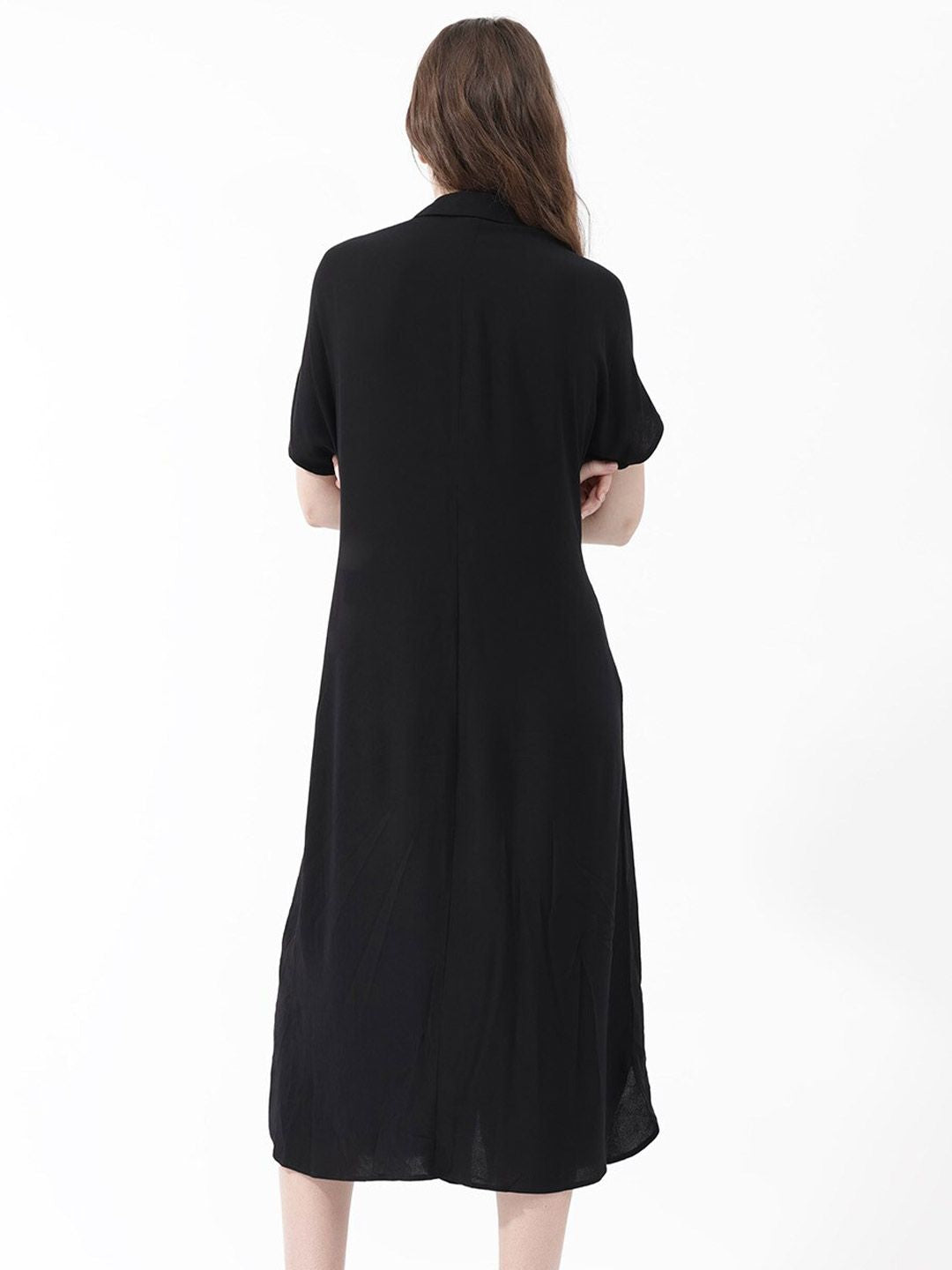 RAREISM Extended Sleeves Tie-Ups Detail Shirt Midi Dress