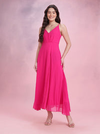DressBerry Pleated Slit Wrap Maxi Dress