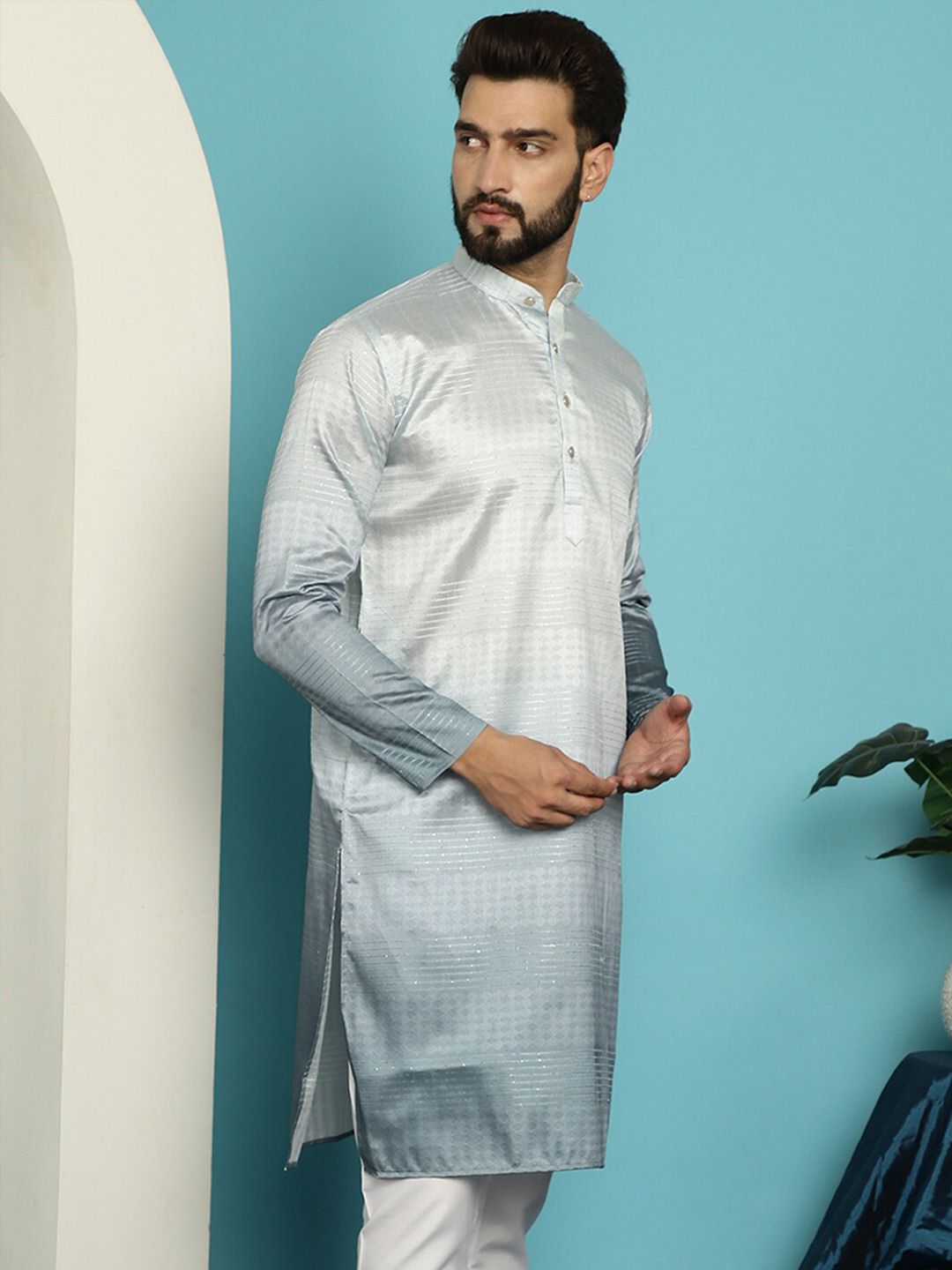 SOJANYA Kurta Lurus Tenunan Etnik Cotton Silk
