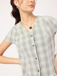 DressBerry Seersucker Softgirl Effortless Button-Down Dress