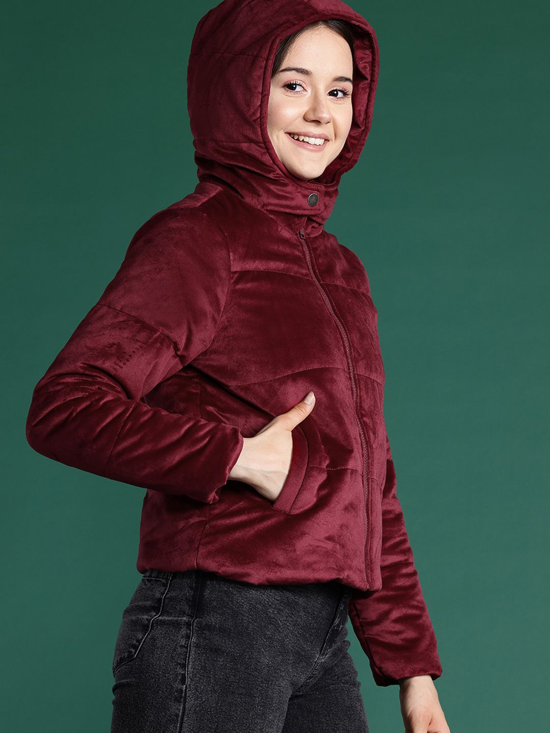 DressBerry Velvet Finish Padded Jacket