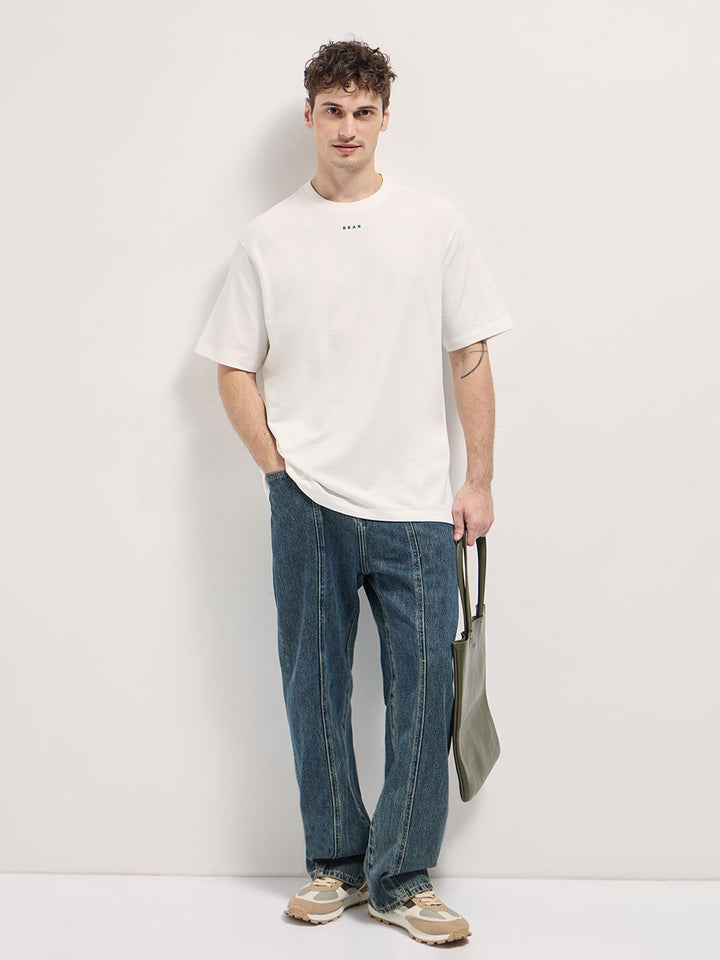 THE BEAR HOUSE Men Graphic Printed Round Neck Cotton Oversized T-shirt