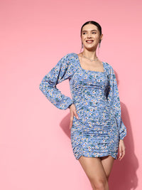 Berrylush Floral Crepe Bodycon Mini Dress