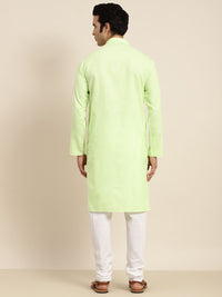 Anug by SOJANYA Men Green Band Collar Kurta
