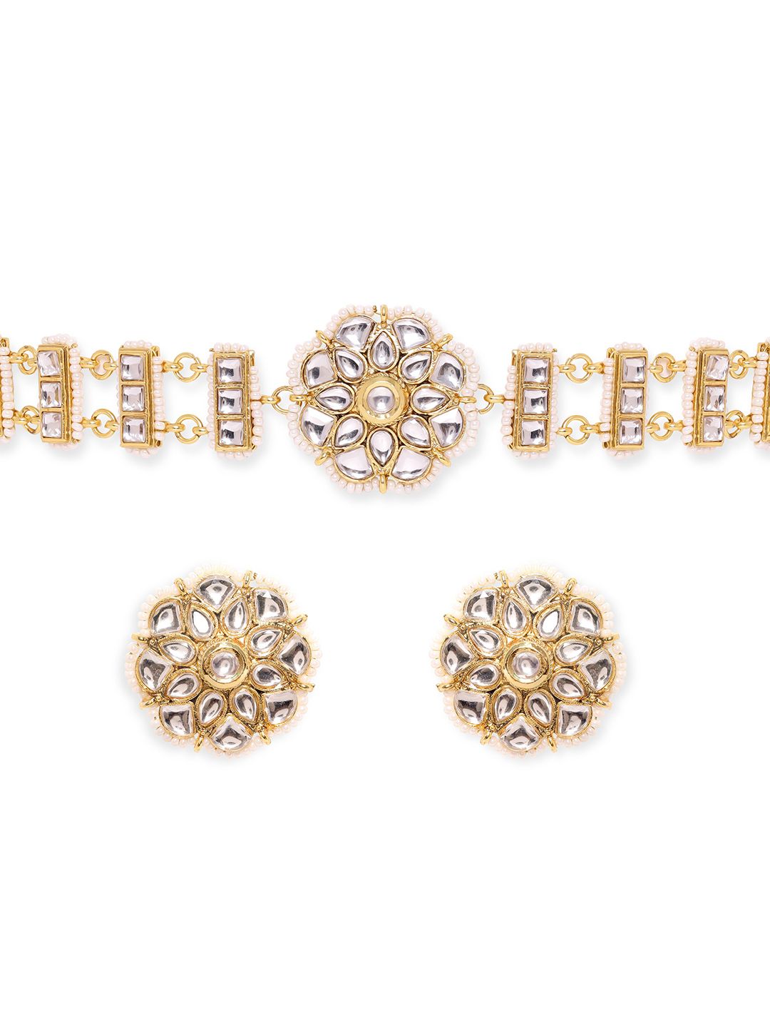 Rubans 22K Gold Plated Kundan and Pearl beaded Choker jewelry Set