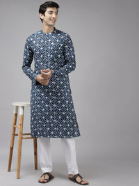 See Designs Men Blue Geometric Printed Kurta