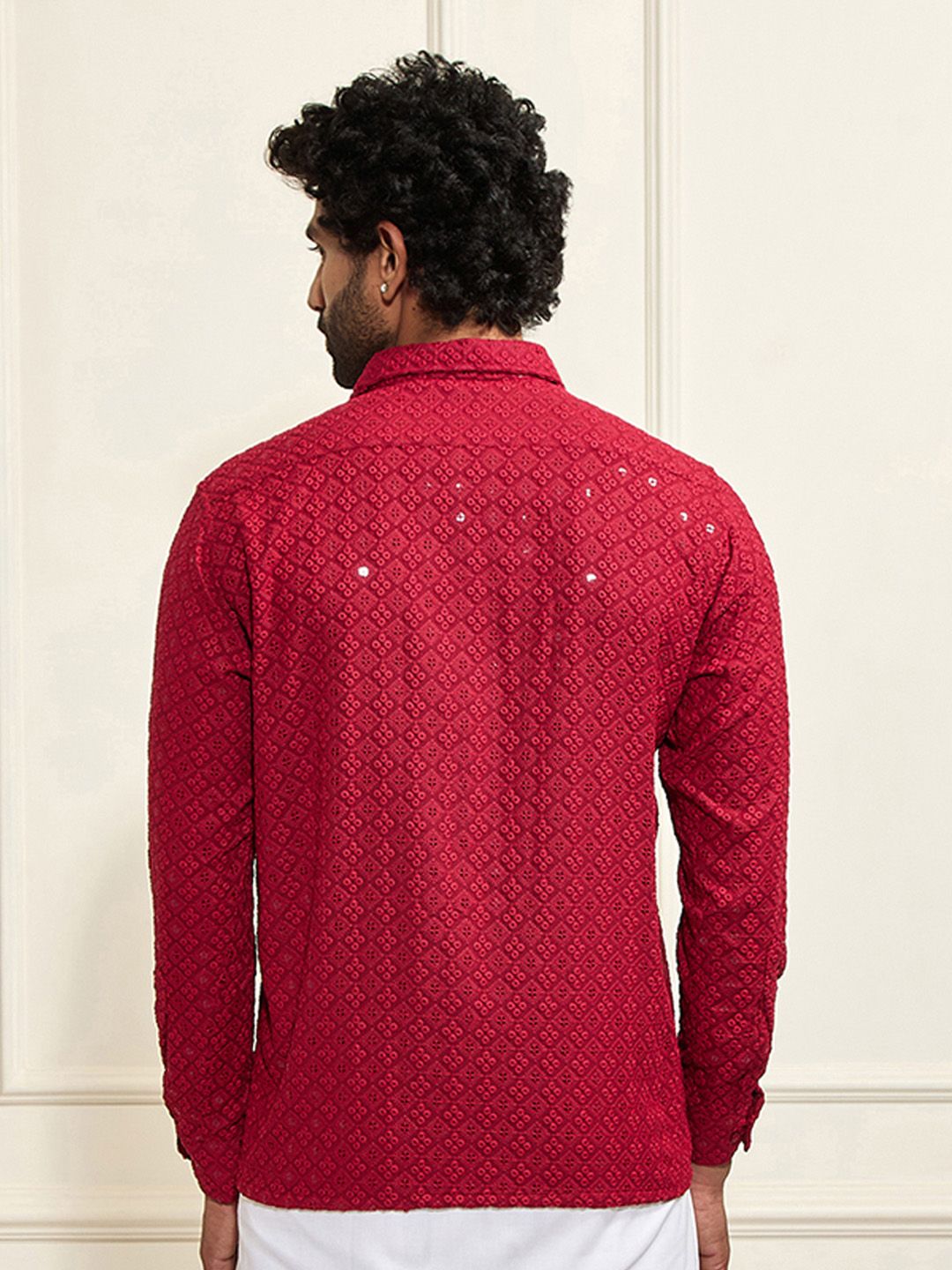 VASTRAMAY Premium Sequinned Embellished Ethnic Shirt