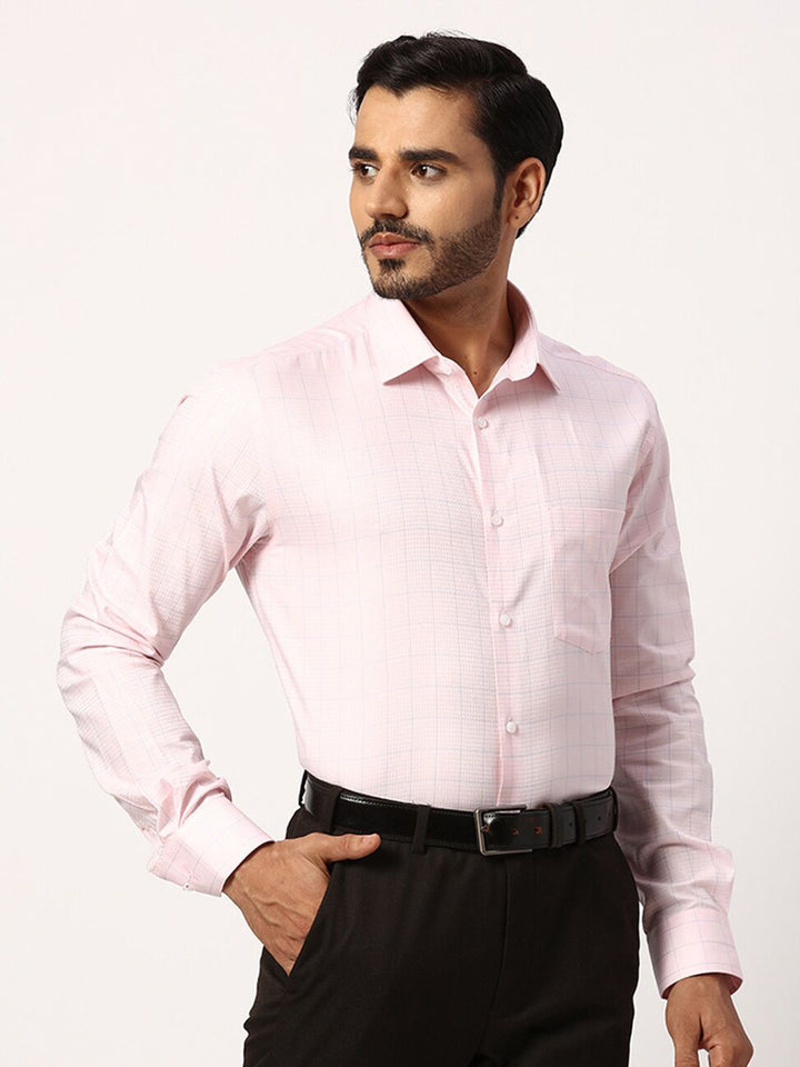 Park Avenue Slim Fit Grid Tattersall Checks Cotton Formal Shirt