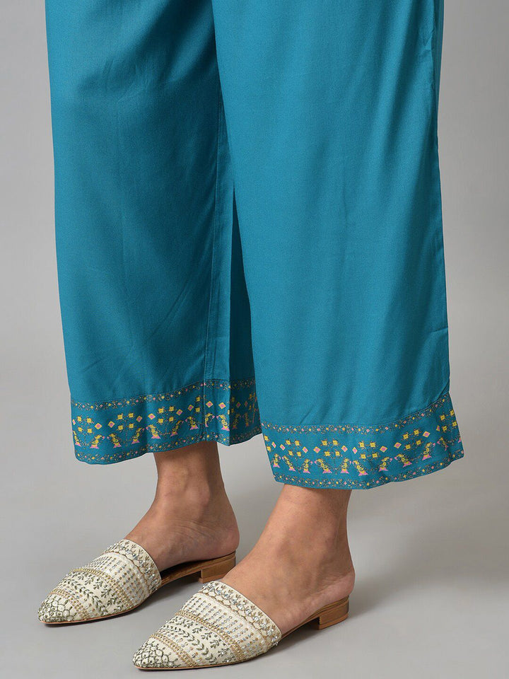 W Women Geometric Printed Panelled Kurta with Palazzos