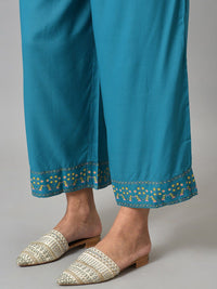 W Women Geometric Printed Panelled Kurta with Palazzos