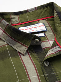 The Indian Garage Co Pure Cotton Slim Fit Checked Casual Shirt