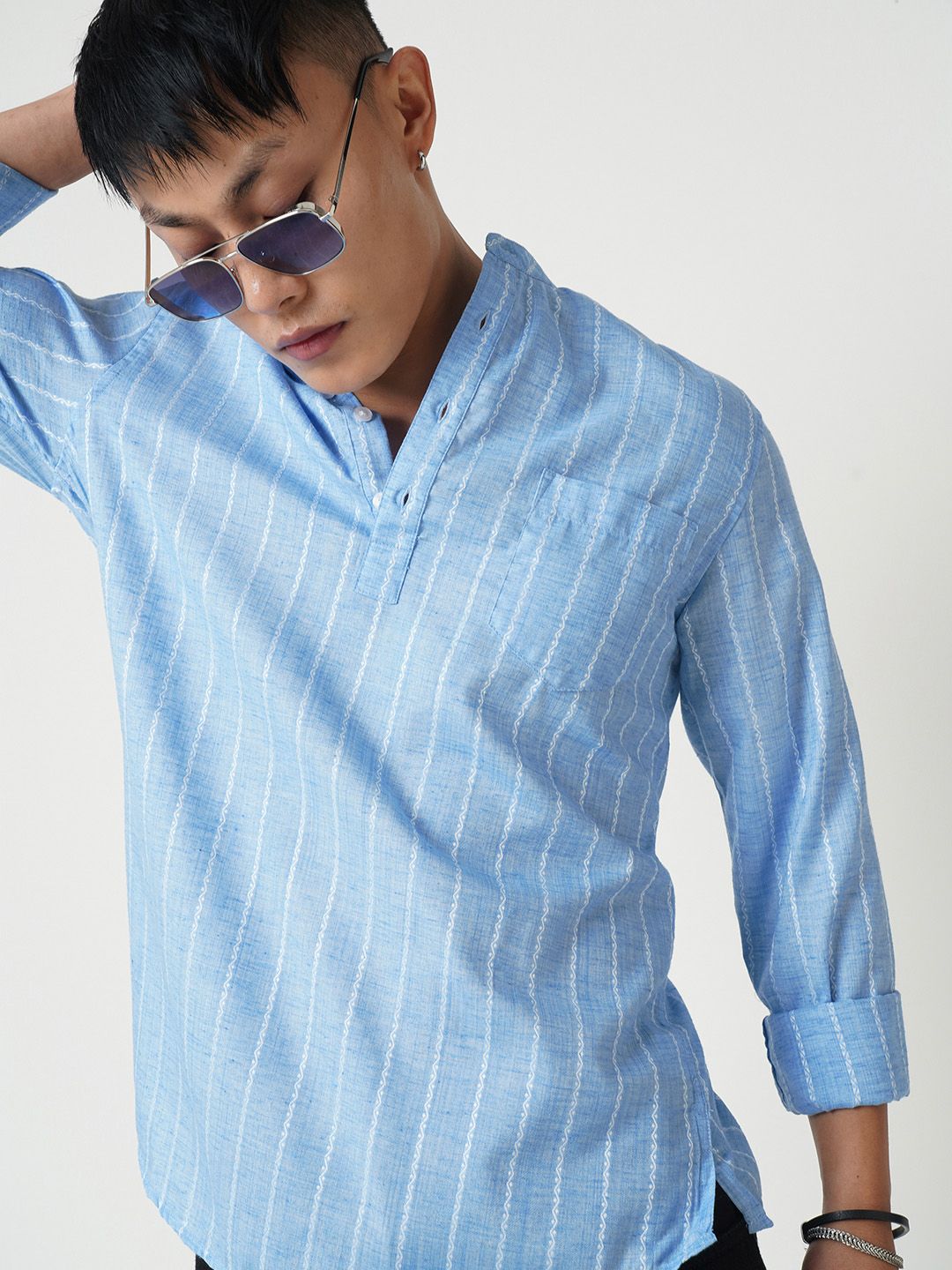 VASTRADO Band Collar Short Straight Kurta