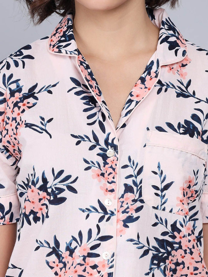 SANSKRUTIHOMES Women Printed Pure Cotton Night Suits