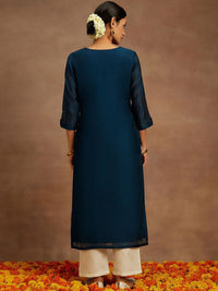 Libas Floral Embroidered Chanderi Silk Kurta