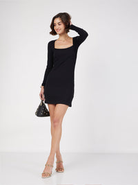 SASSAFRAS Square Neck Sheath Mini Dress