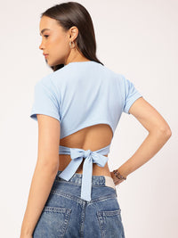 DressBerry Tie-Up Twist Ribbed Crop Top