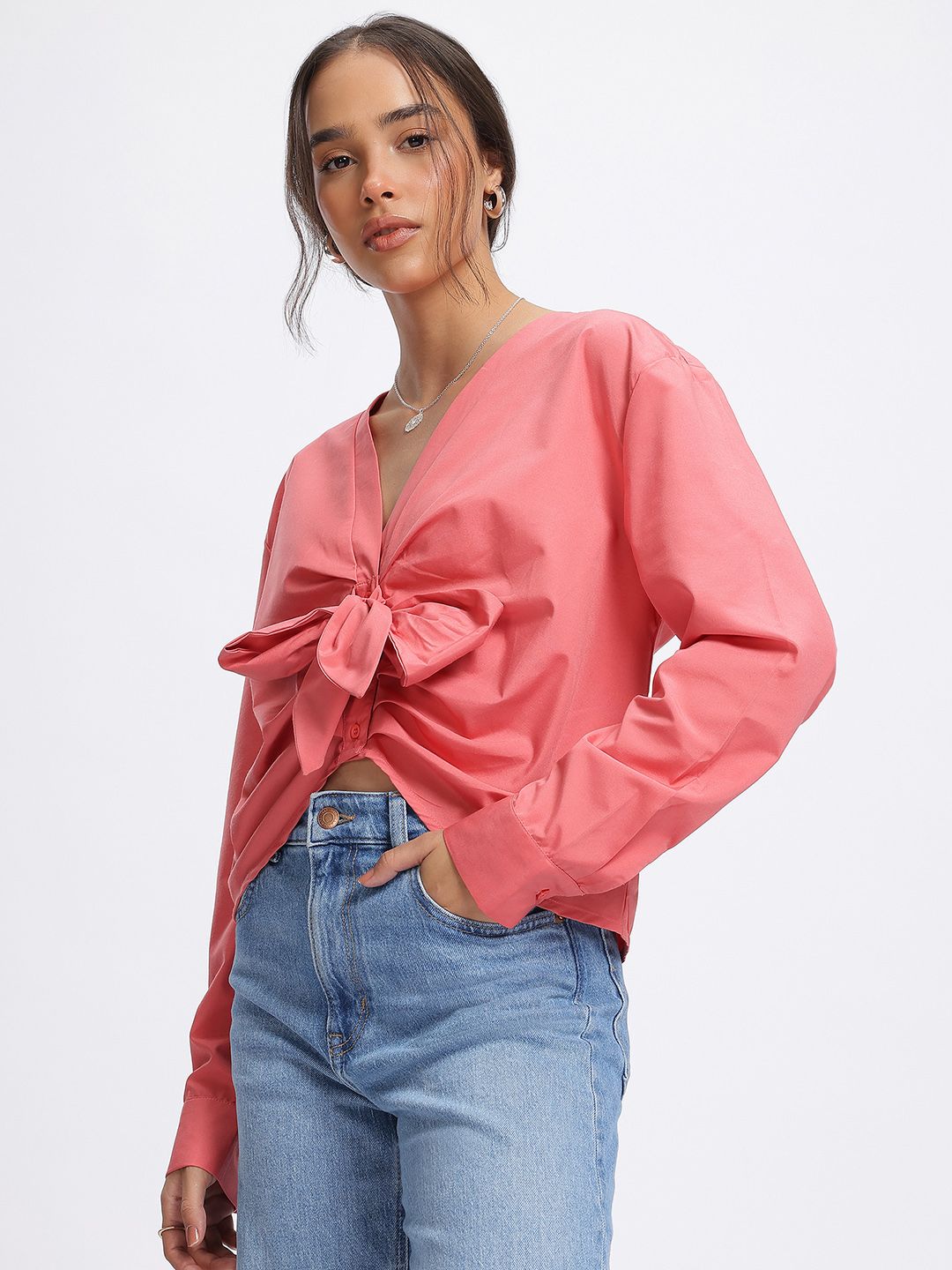 DressBerry Twist Pleat Front Knot Top