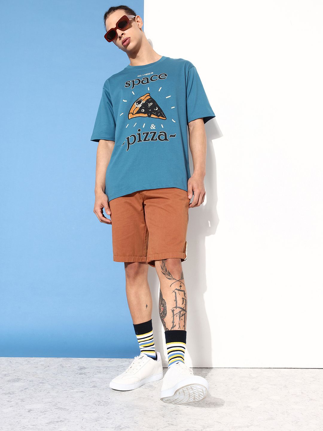 Difference of Opinion Men Pure Cotton Printed Oversized T-shirt
