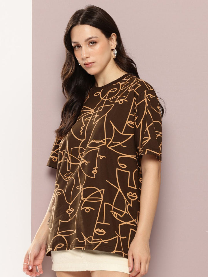 DILLINGER Women's Oversized Crew Neck Printed Tshirt