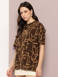 DILLINGER Women's Oversized Crew Neck Printed Tshirt