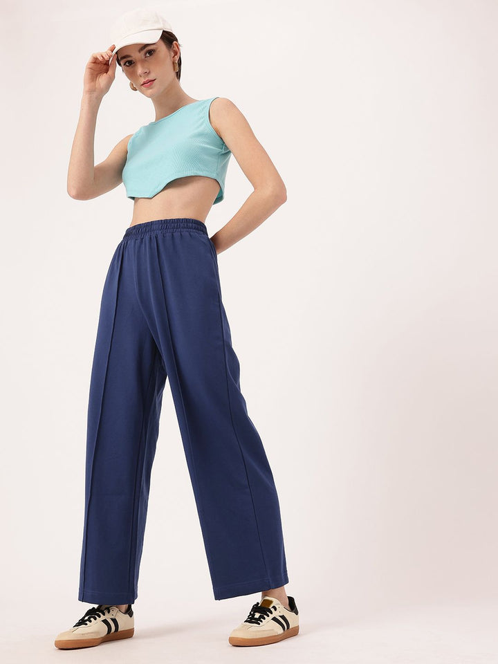 DressBerry Women Inky Minimalist Mood Flared Wide Leg Knit Trousers