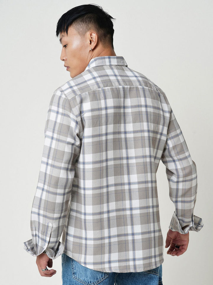 VASTRADO Men Classic Spread Collar Tartan Checked Cotton Slim Fit Casual Shirt