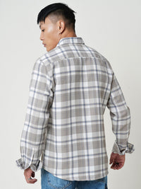 VASTRADO Men Classic Spread Collar Tartan Checked Cotton Slim Fit Casual Shirt