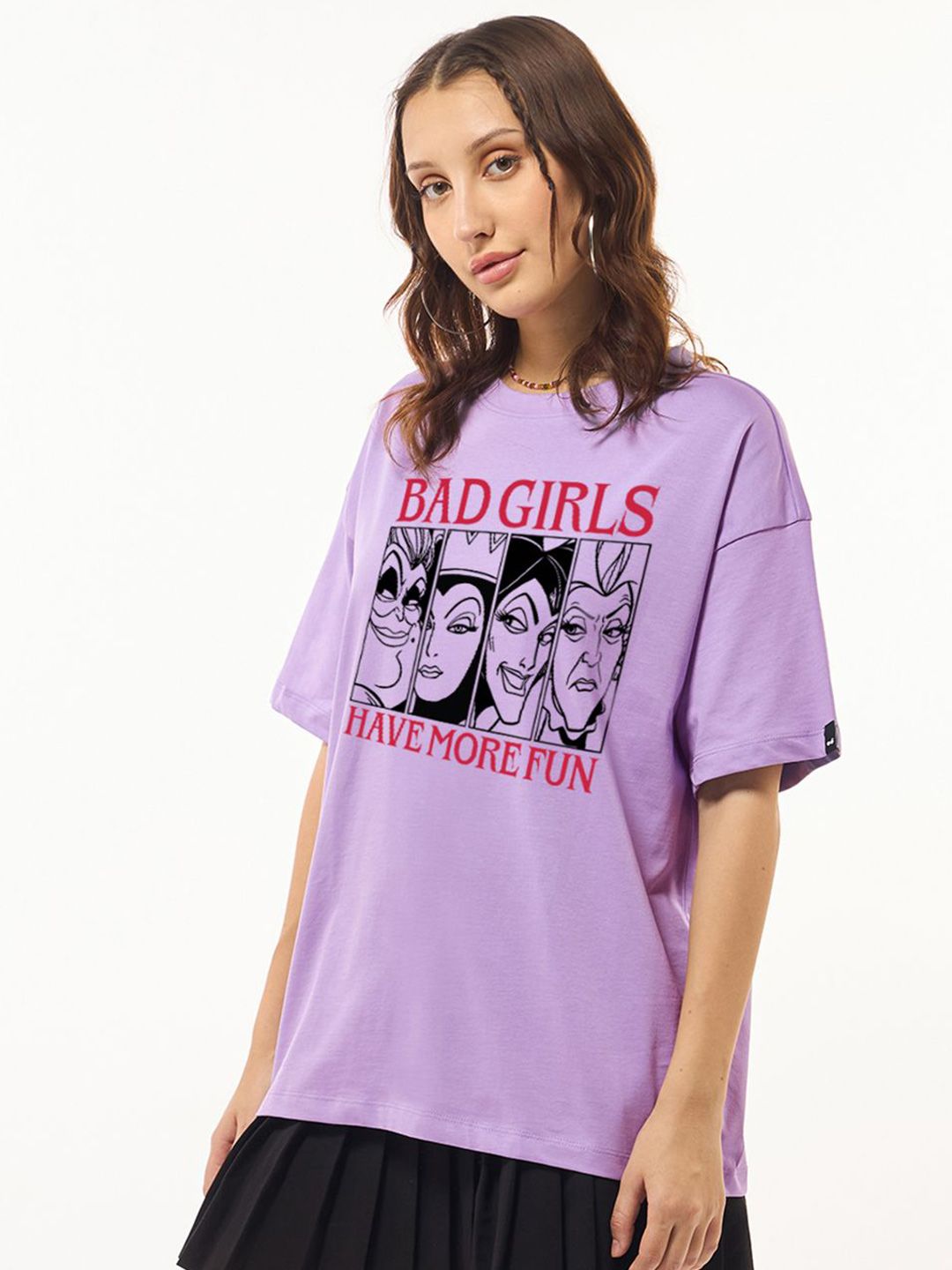 Bewakoof Women Printed Pure Cotton  Oversized T-shirt