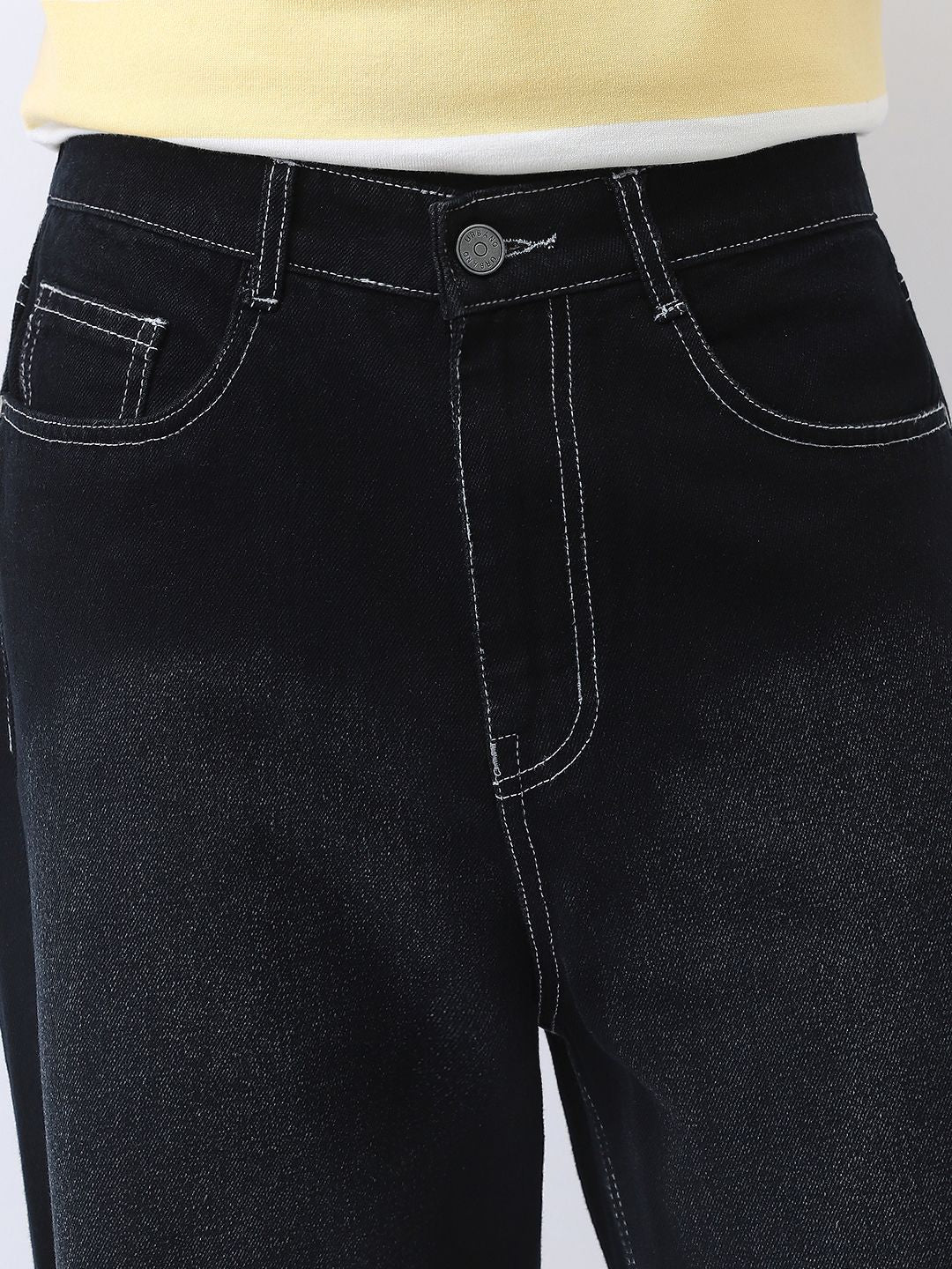 Urbano Fashion Men's Black Loose Baggy Fit Washed Jeans