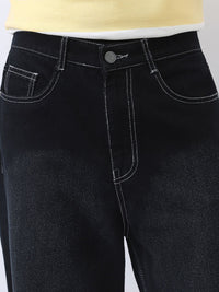 Urbano Fashion Men's Black Loose Baggy Fit Washed Jeans