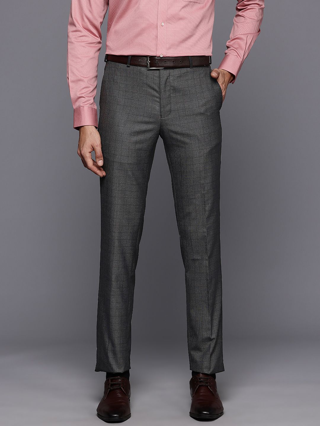Raymond Men Checked Slim Fit Trousers