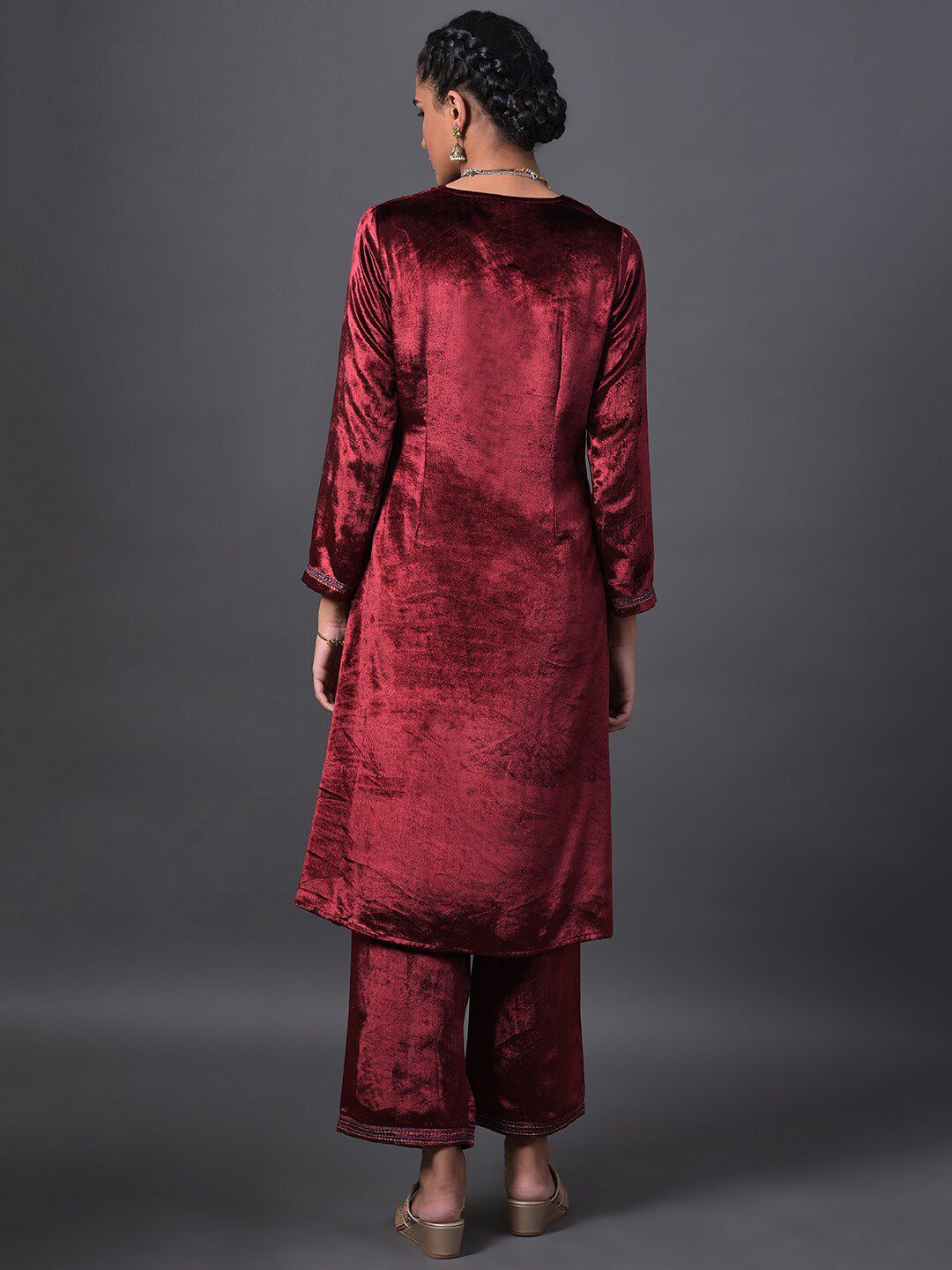 W Women Mock Angrakha Embroidered Kurta with Palazzos