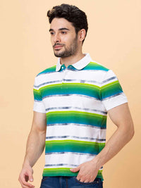 Being Human Striped Polo Collar Cotton Short Sleeves T-shirt