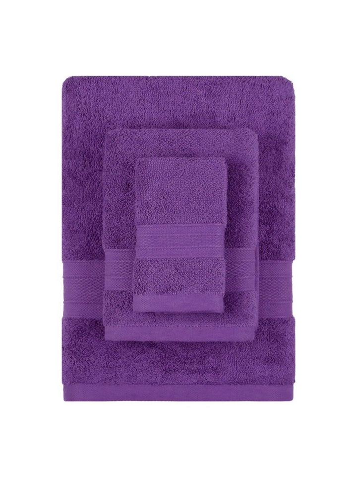 MYTRIDENT Soft Comfort Purple 3 Pieces Pure Cotton 500 GSM Towel Set