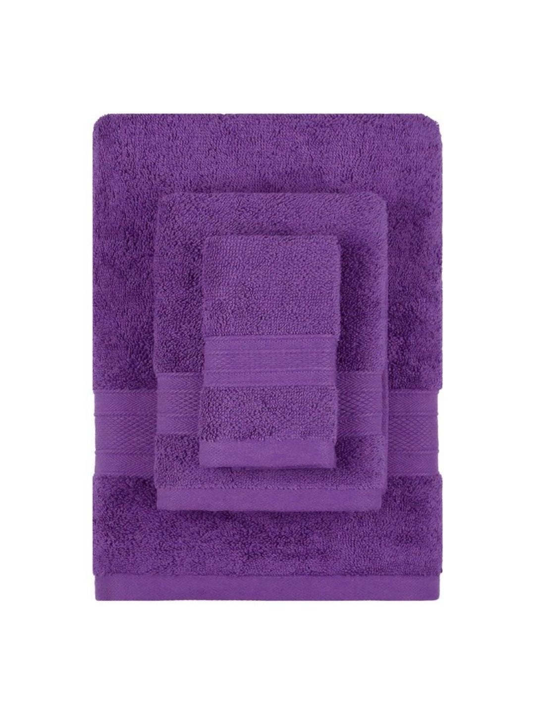 MYTRIDENT Soft Comfort Purple 3 Pieces Pure Cotton 500 GSM Towel Set