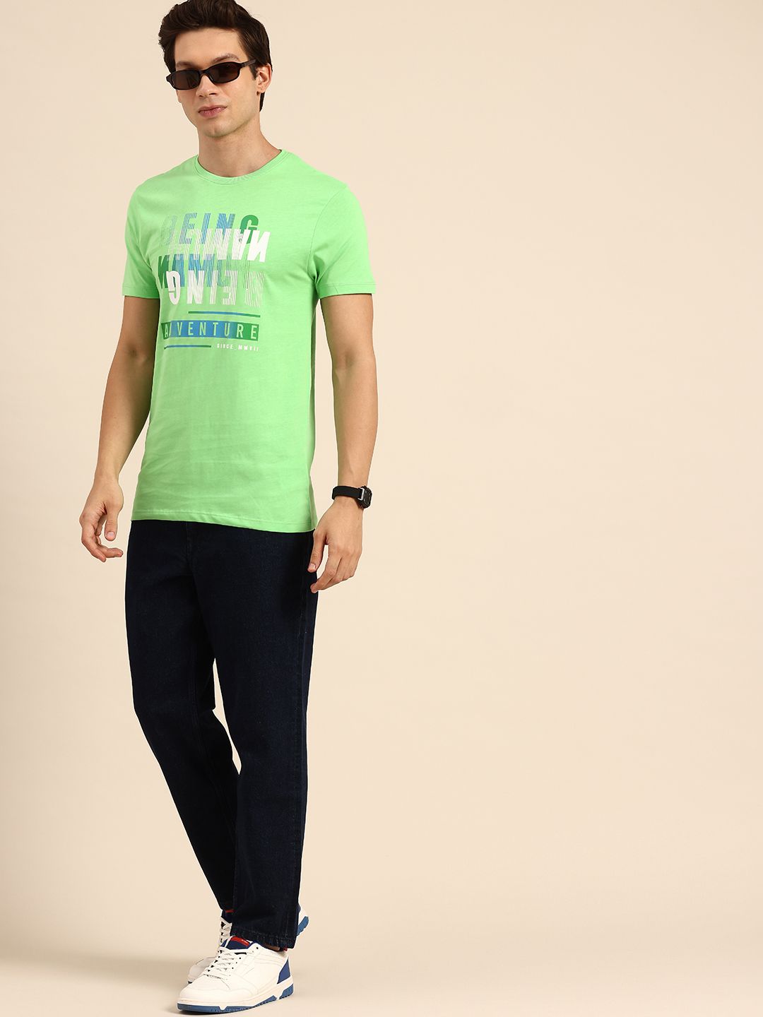 Being Human Brand Logo Printed Pure Cotton Slim Fit T-shirt