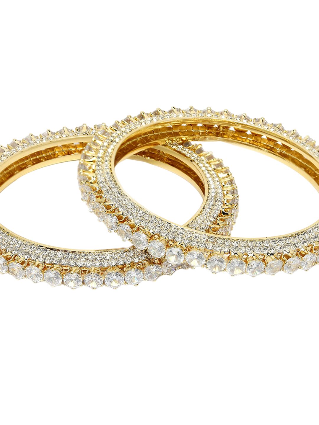 KARATCART Set Of 2 Gold-Plated AD  Bangle