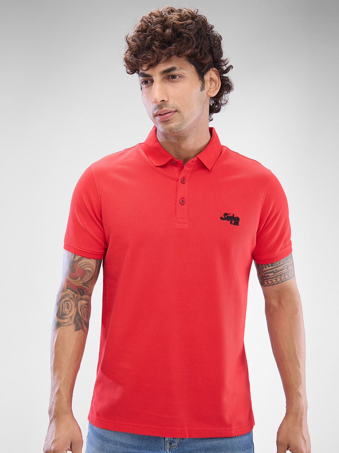 SPYKAR Men Polo Collar Solid Slim Fit T-Shirt