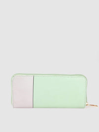 Berrylush Women Green & Pink Printed Zip Detail Zip Around Wallet