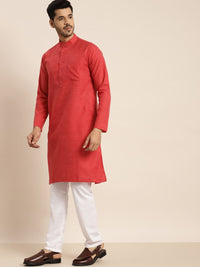 Anug by SOJANYA Men Red Dobby Kurta