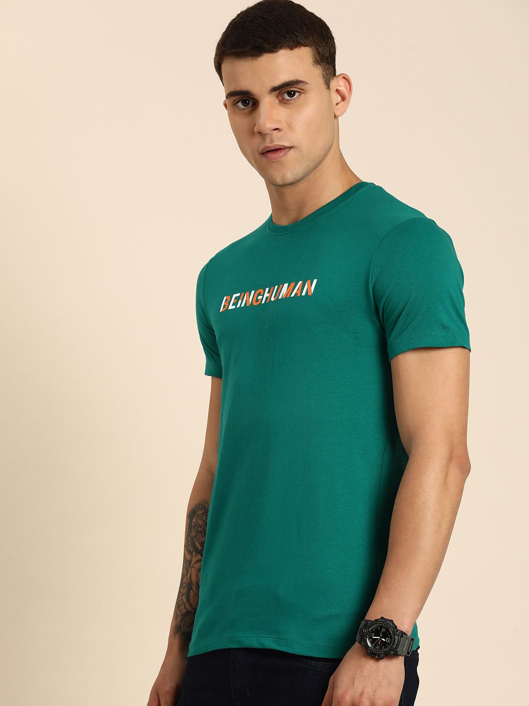 Being Human Typography Printed Pure Cotton T-shirt