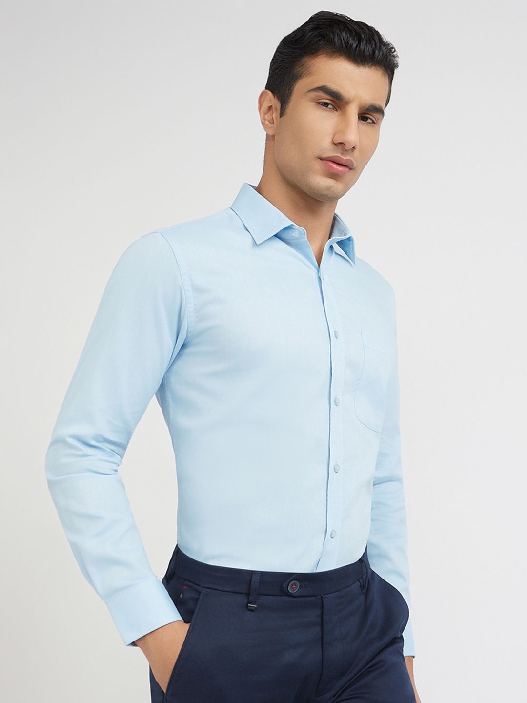 Raymond Self Design Slim Fit Pure Cotton Formal Shirt