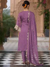 Indo Era Ethnic Motifs Embroidered Zari Organza Kurta With Trousers And Dupatta