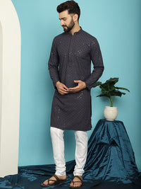 SOJANYA Embroidered Sequinned Pure Cotton Kurta with Pyjama Set