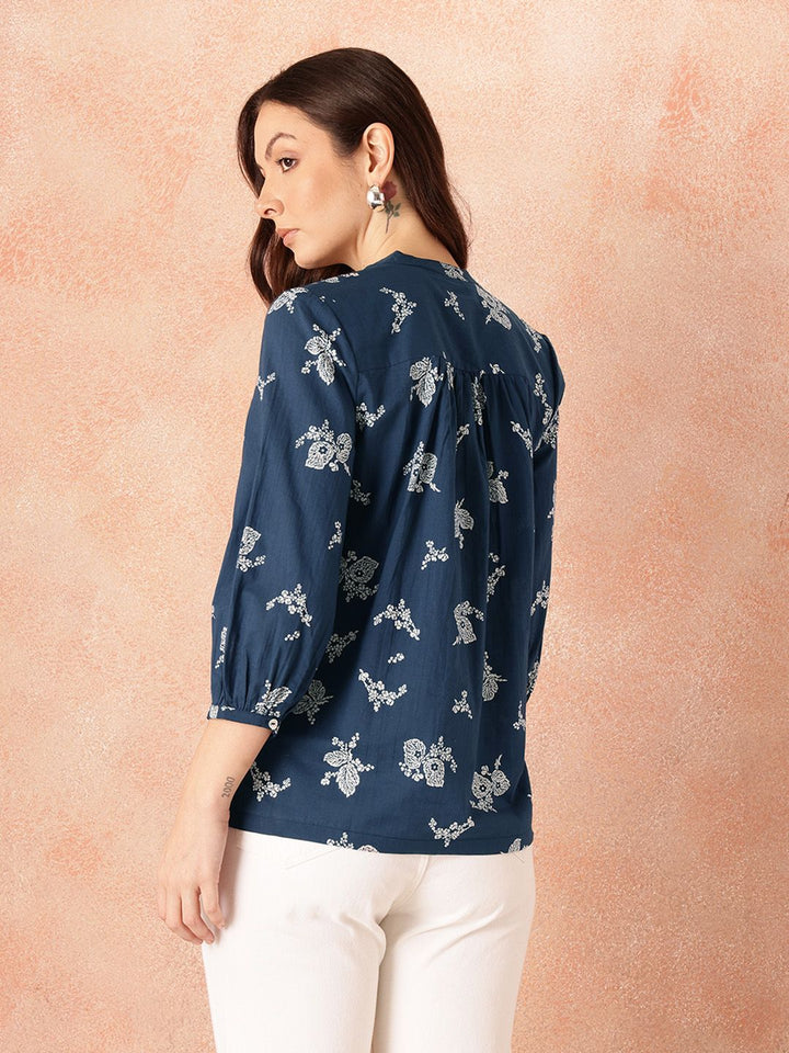 all about you Floral Print Puff Sleeves Cotton Top