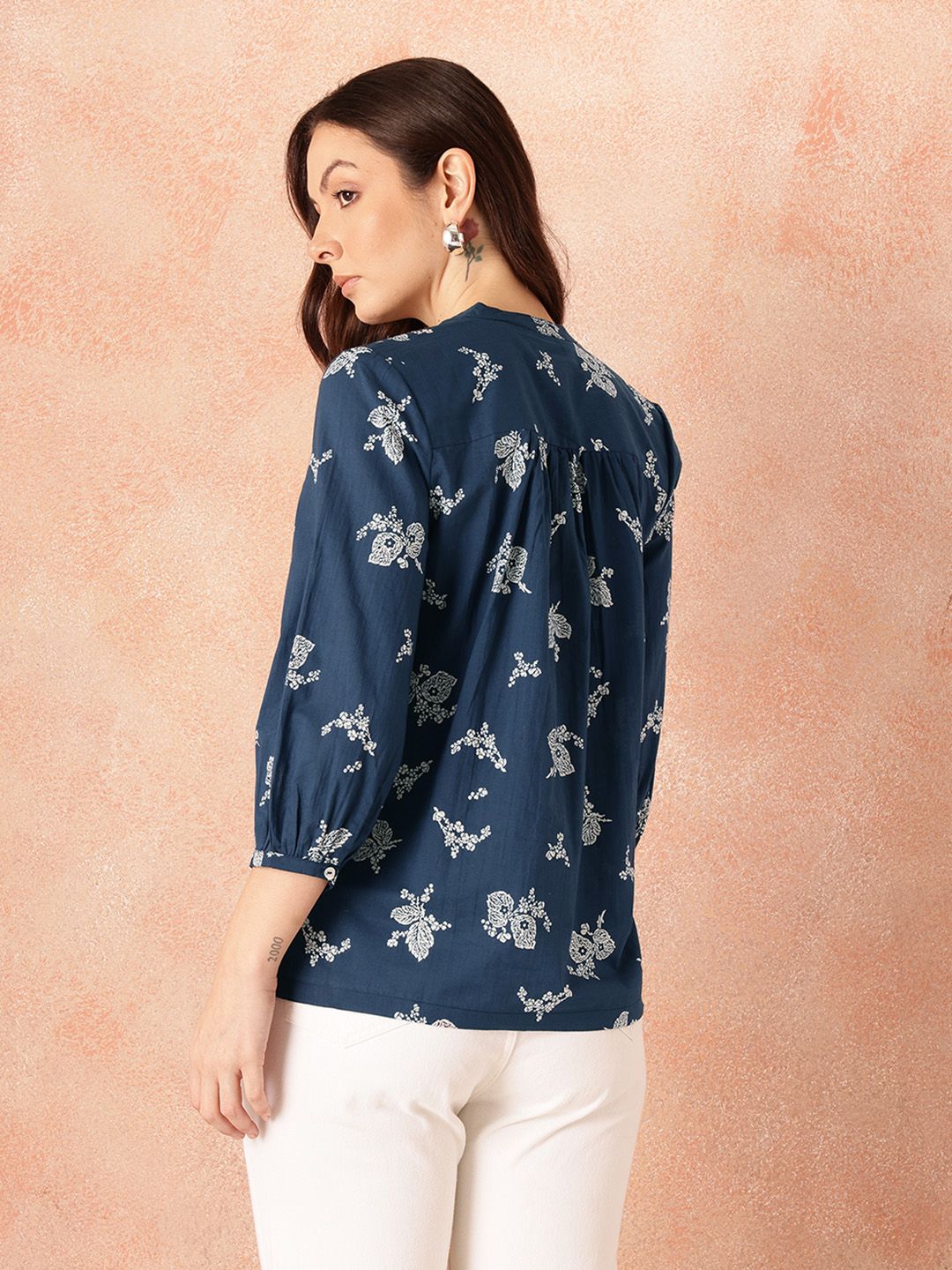 all about you Floral Print Puff Sleeves Cotton Top